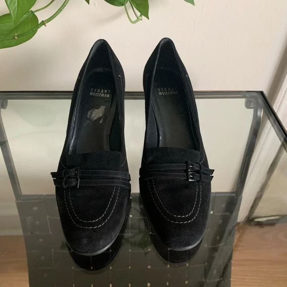 Stuart Weitzman Black Suede Heels Size 7.5 B Goth Victorian Witchy 90's Classic - Picture 4 of 16